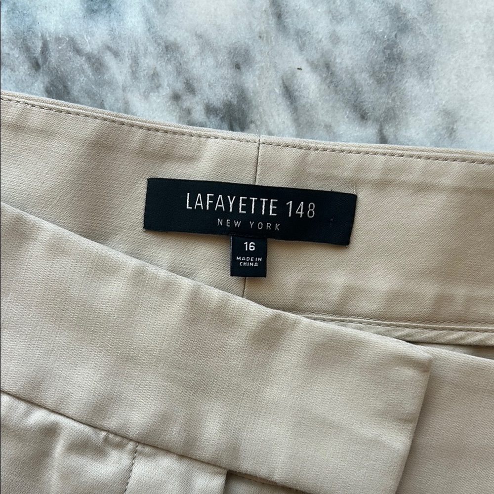 Lafayette 148 Beige Wide-Leg Trousers | 16 - Picture 3 of 5